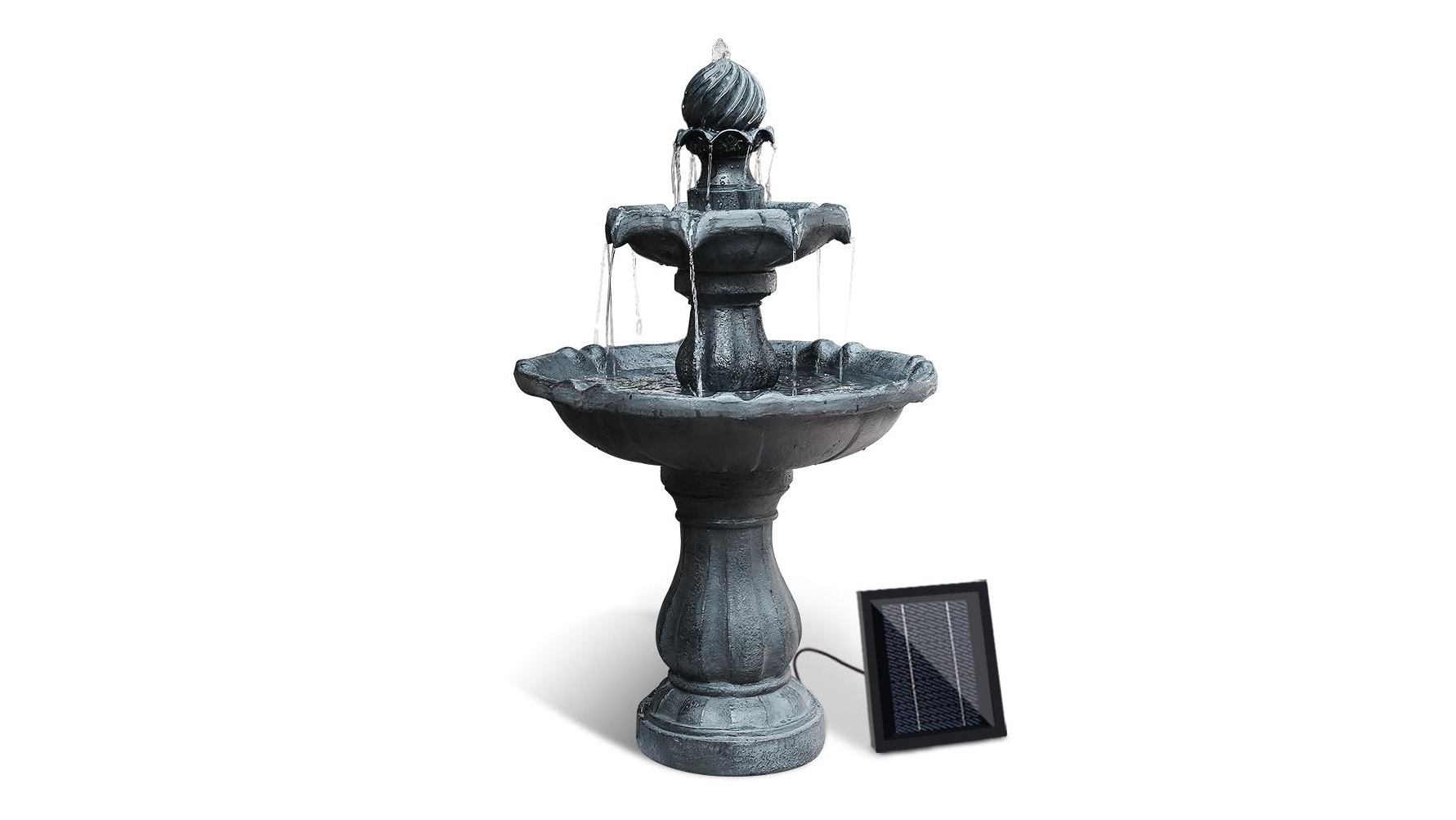 Gardeon 3 Tier Solar Powered Water Fountain - Black