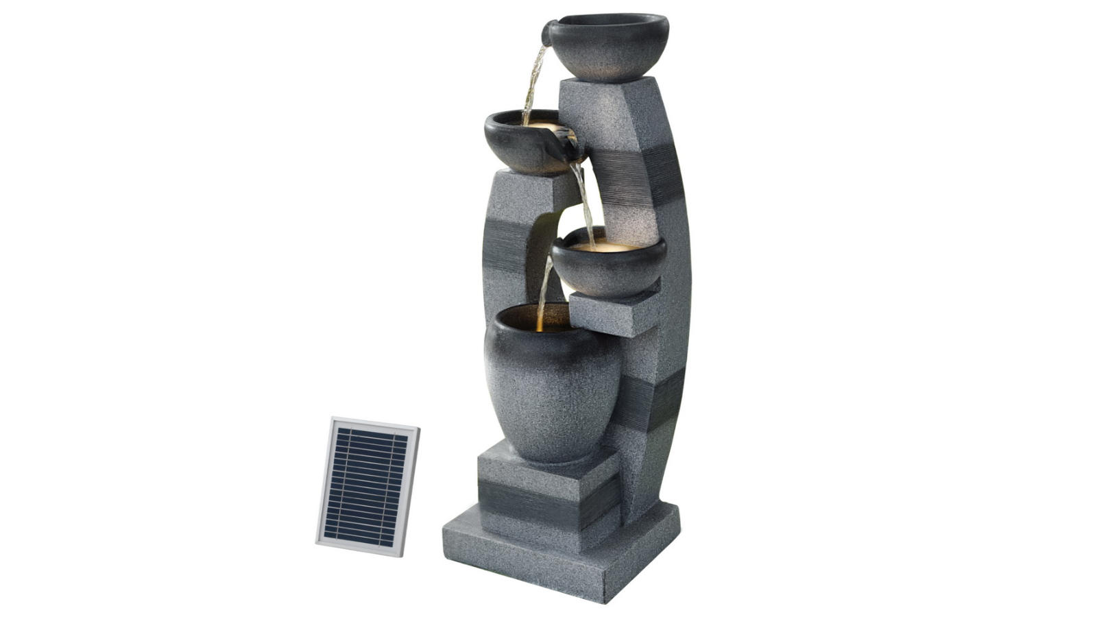 Gardeon 3-Tier Bowl Water Solar Fountain - Grey