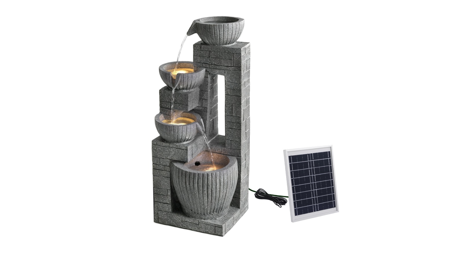 Gardeon 80cm Solar Fountain Cascading Polyresin - Grey