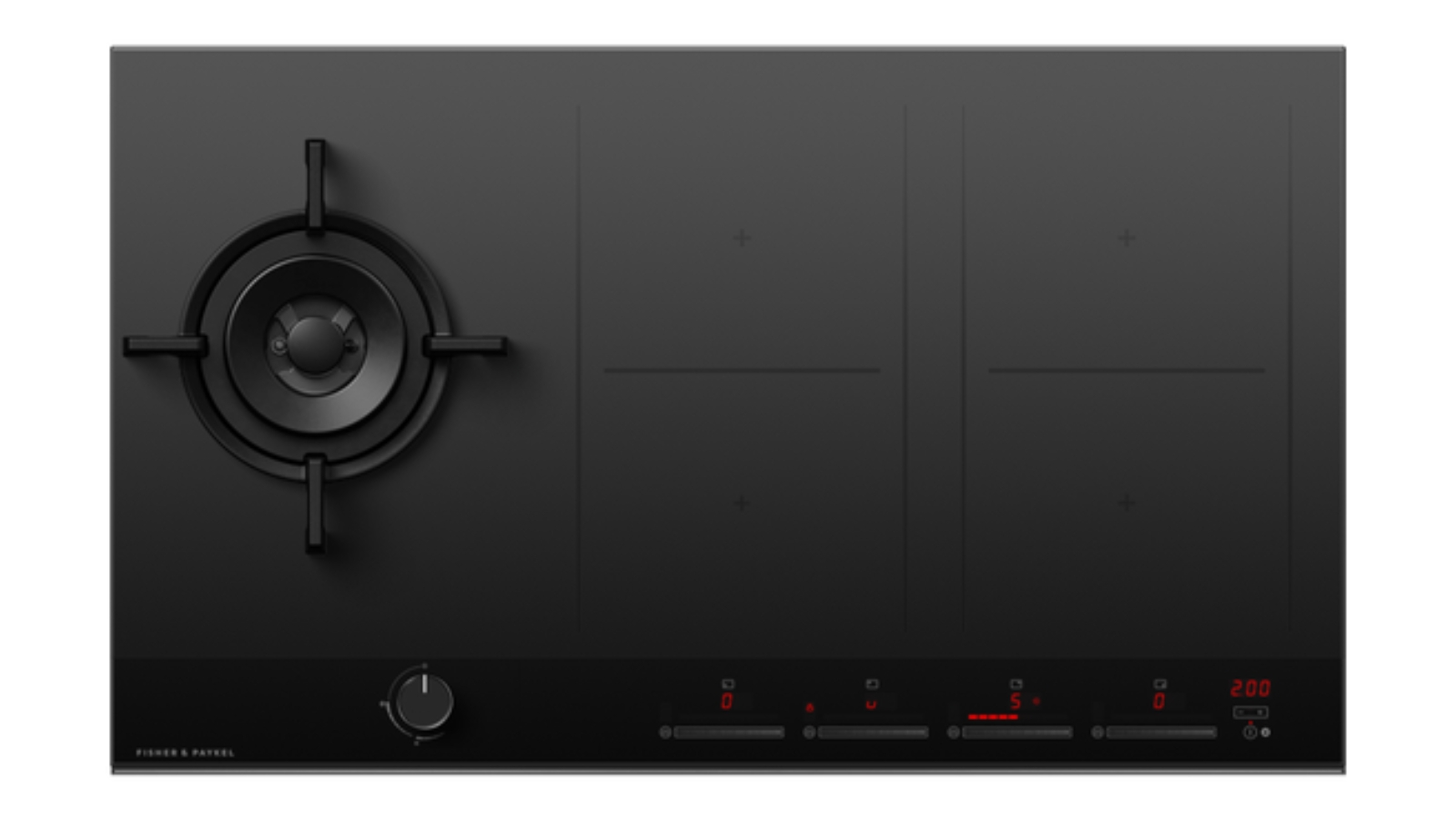 Fisher & Paykel 90cm Series 9 1 Burner + 4 Zone Hybrid Cooktop 2 SmartZones LPG - Black