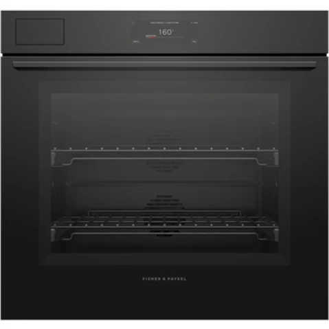 Fisher & Paykel 76cm Series 11 Minimal Steam Assist Pyrolytic Oven - Black Glass