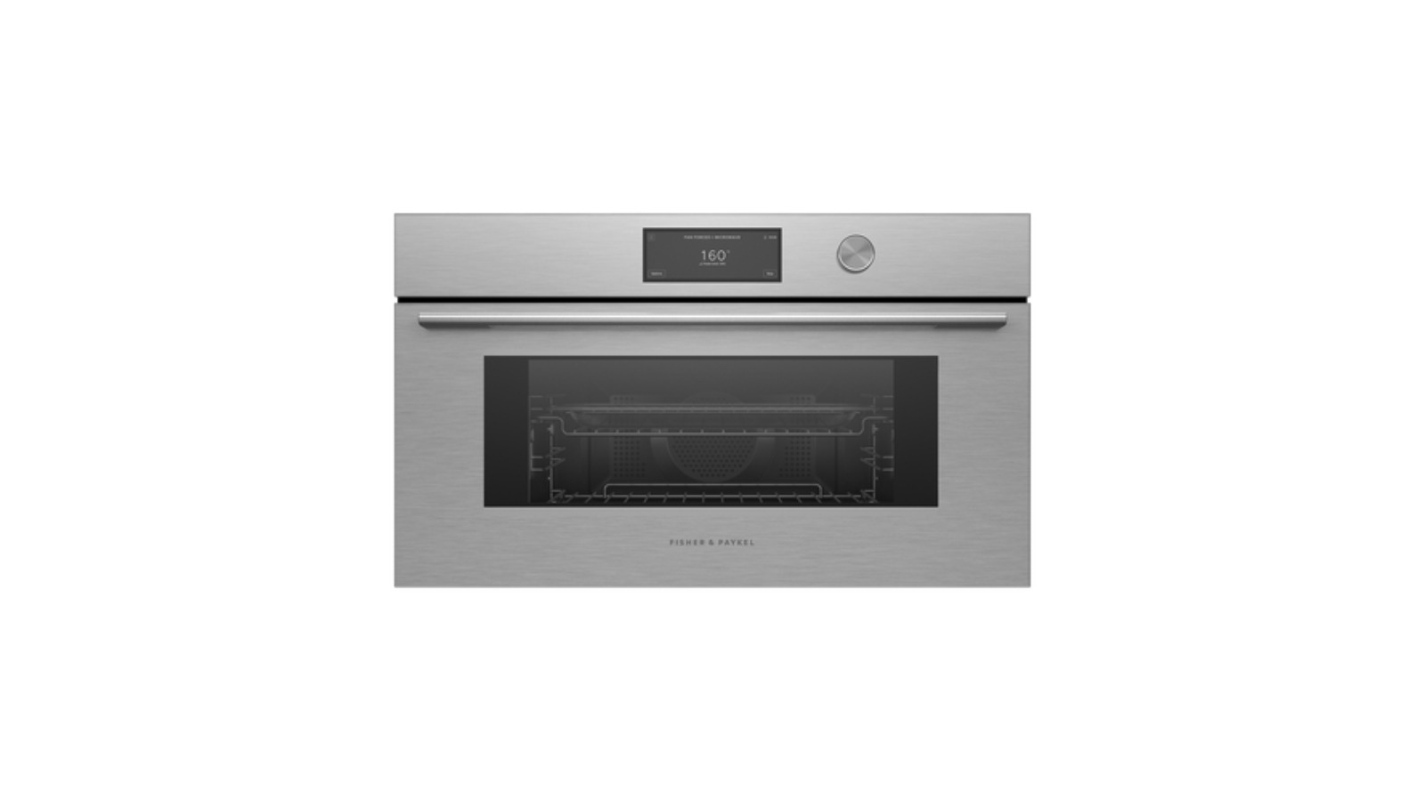 Fisher & Paykel 76cm Series 9 Contemporary Compact Combi-Microwave Oven - Brushed Silver