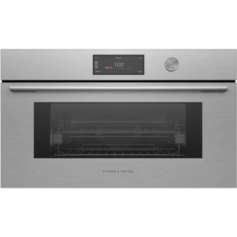 Fisher & Paykel 76cm Series 9 Contemporary Compact Combi-Steam Oven - Brushed Silver Glass