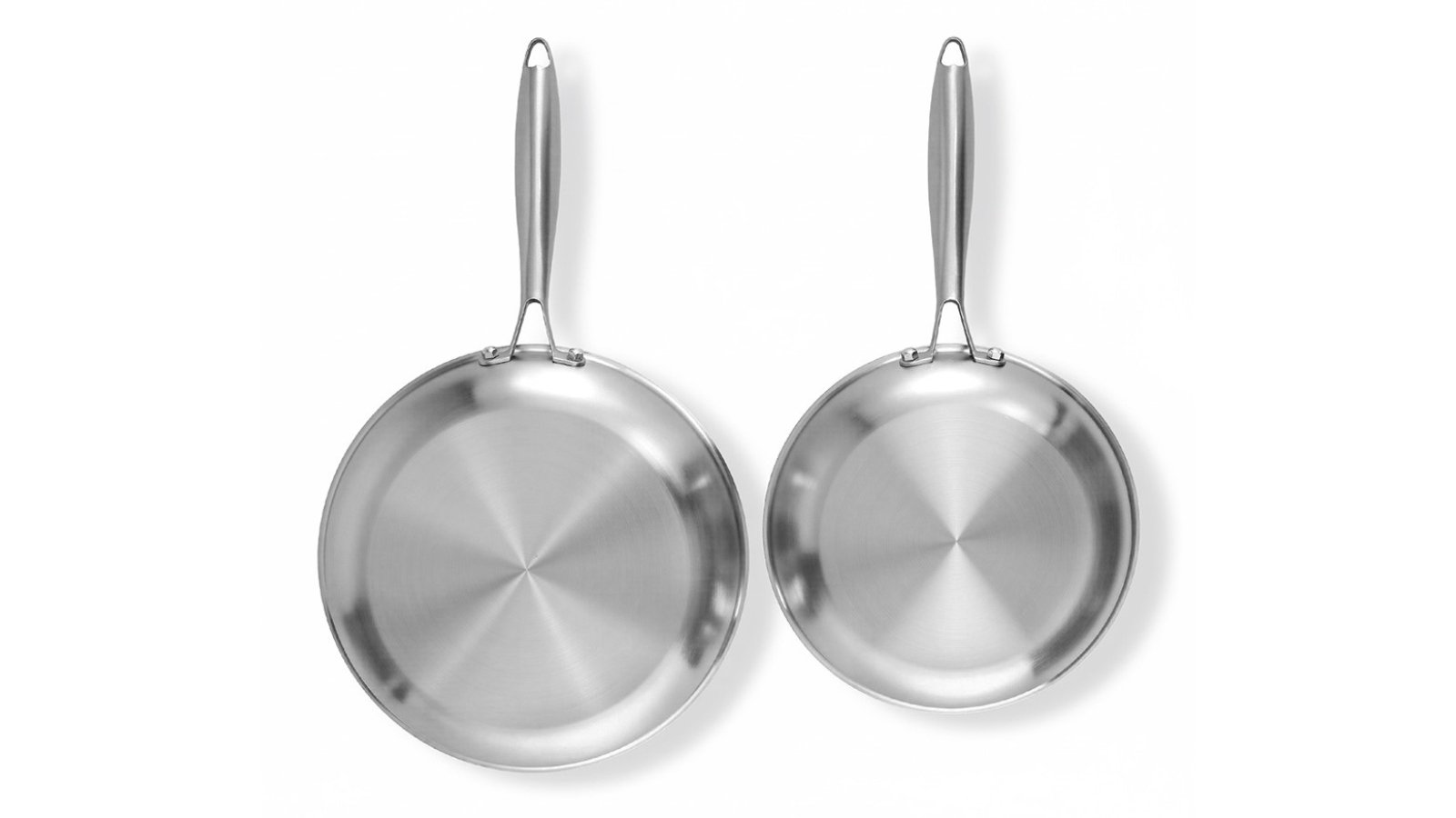5-Star Chef Stainless Steel Uncoated Twin Frypan Set - Silver