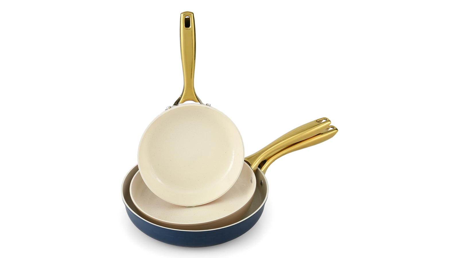 5-Star Chef 3 Piece Multi-Coloured Ceramic Coating Frying Pan Set