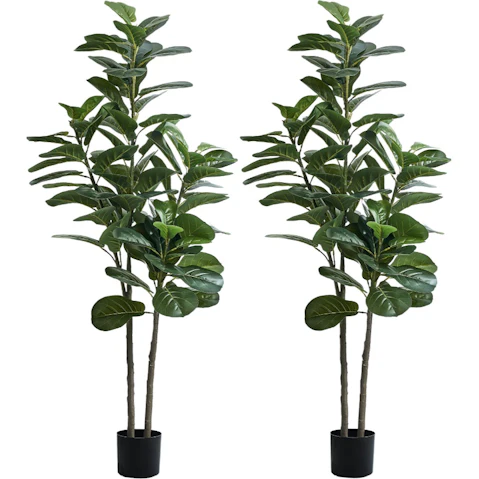 Livsip Pack of 2 Home Decor Fiddle Leaf Fig Tree Artificial Plant - 150cm