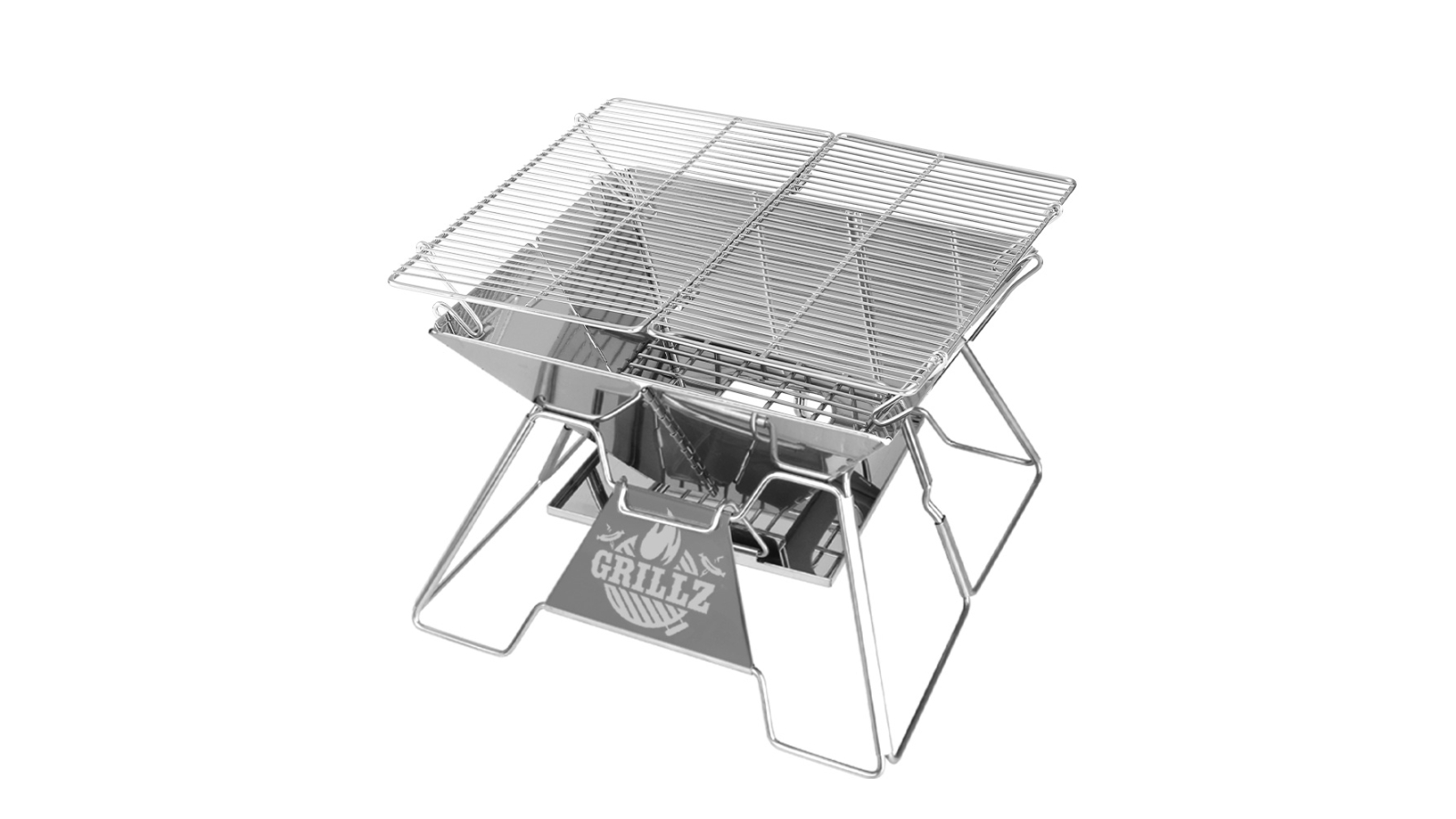 Grillz 2-in-1 Portable Fire Fit Charcoal BBQ - Stainless Steel