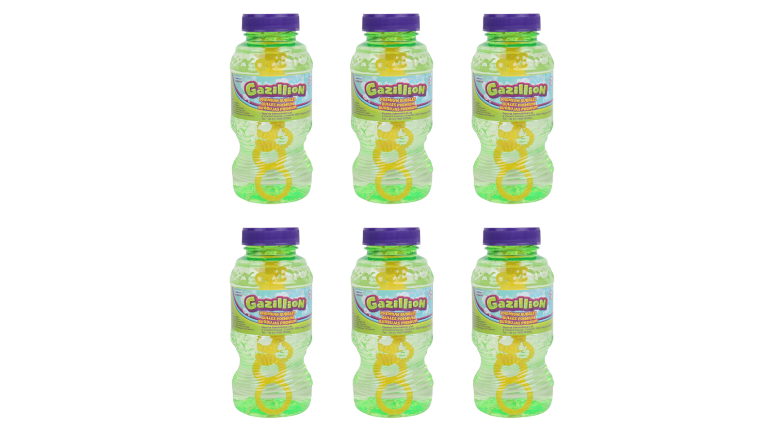 Gazillion Pack of 6 230ml Liquid Bubbles Solution Toy