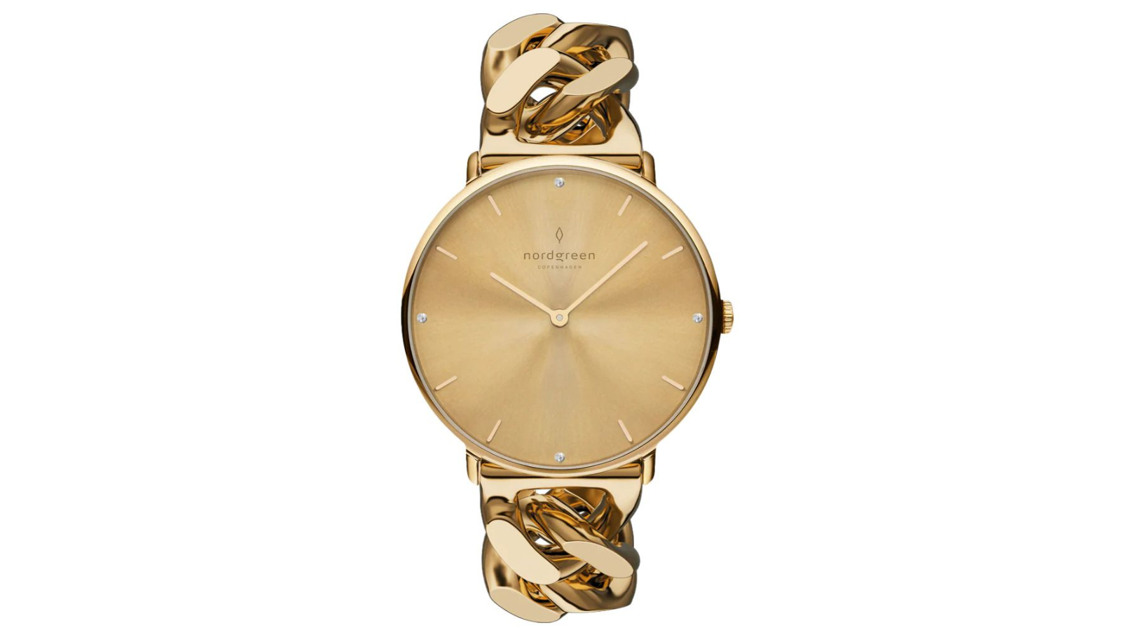 Nordgreen 2.8cm Chain Crystal Native Dial Watch - Gold