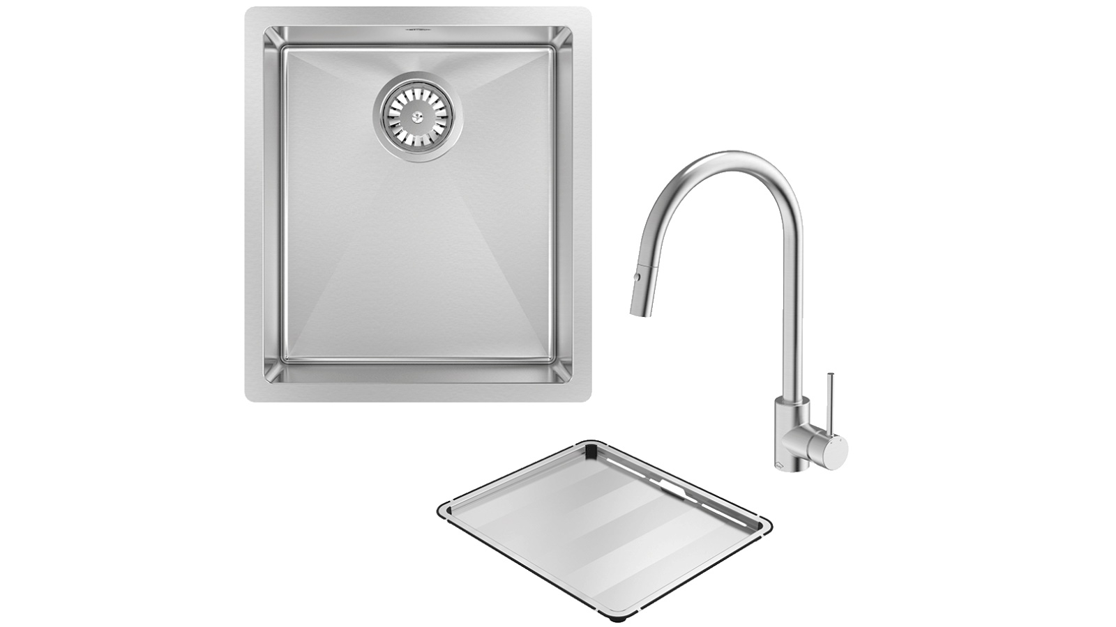 Abey Alfresco 340 Single Bowl Sink and KTA037-316-BR Kitchen Mixer Package