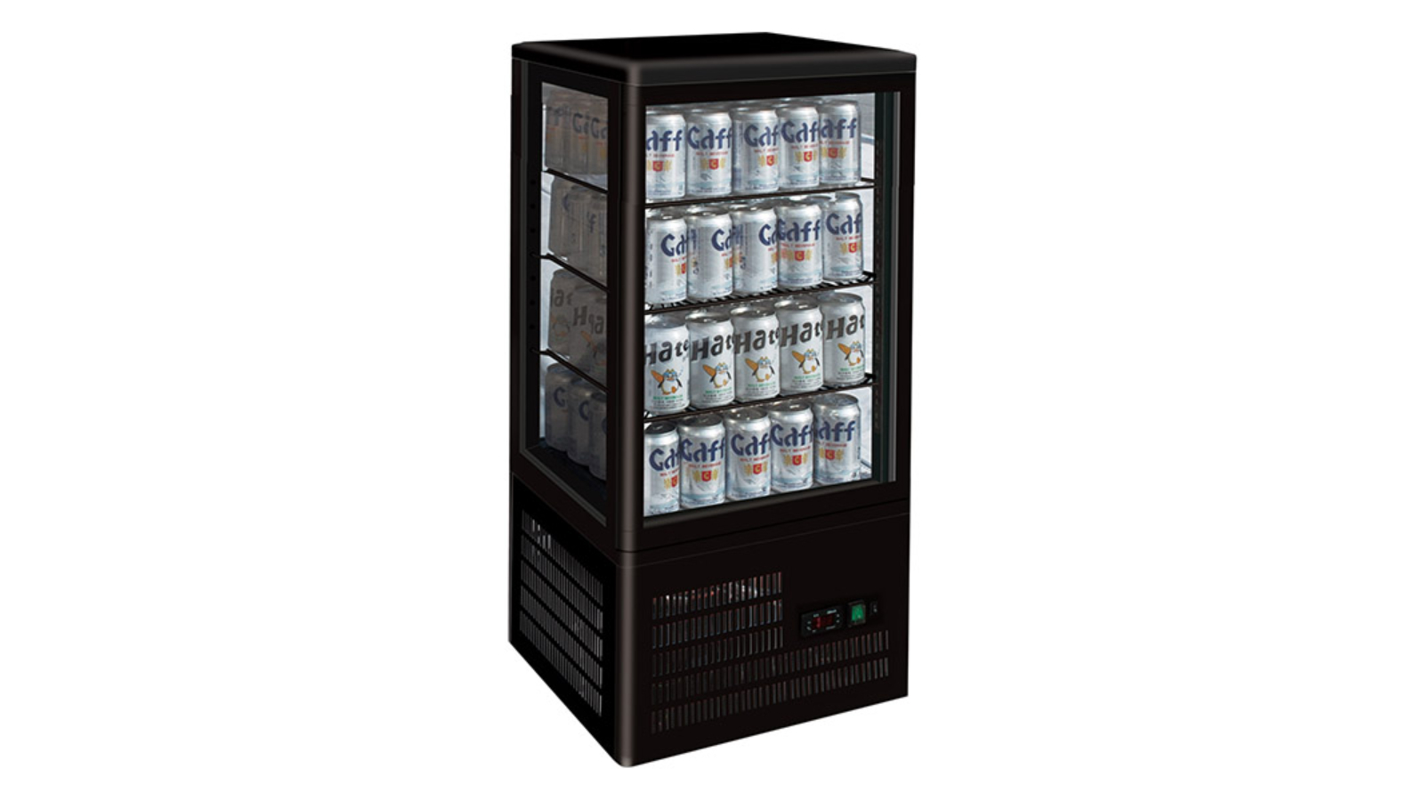 F.E.D Commercial Four-Sided Countertop Display Fridge - Black