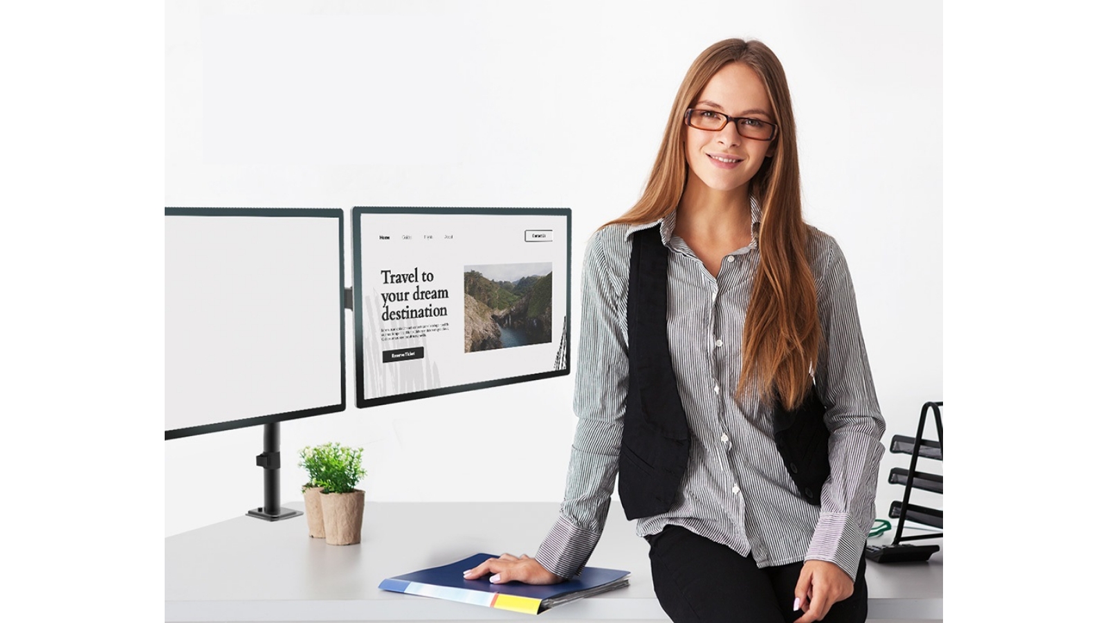 Viviendo Steel Dual Monitor Mount Harvey Norman