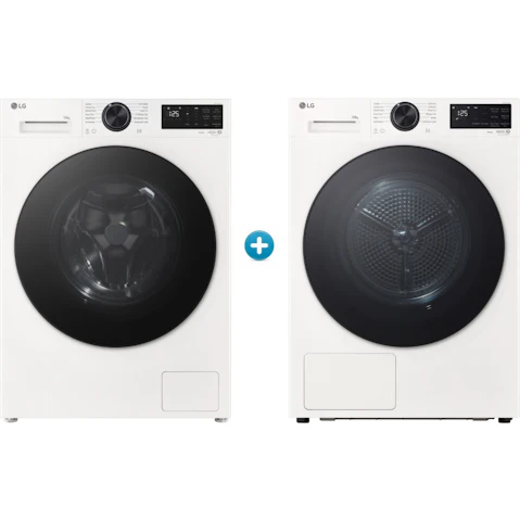LG 10kg Series 3 Front Load Washing Machine plus ThinQ Heat Pump Condenser Dryer Package