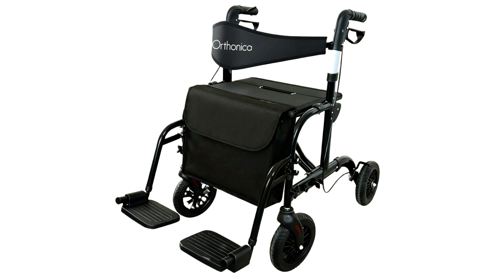 Orthonica Aluminium 2-in-1 Rollator Wheelchair with Foldable Frame - Black/Silver
