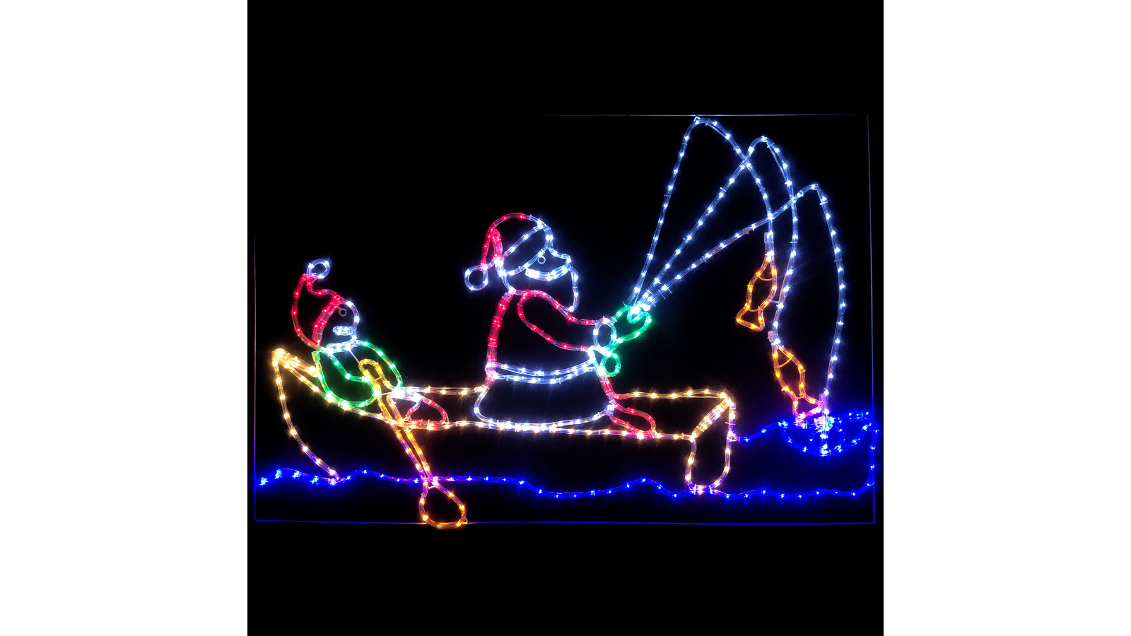 Hisen LED Christmas Light Boat Fishing Santa and Elf Decoration