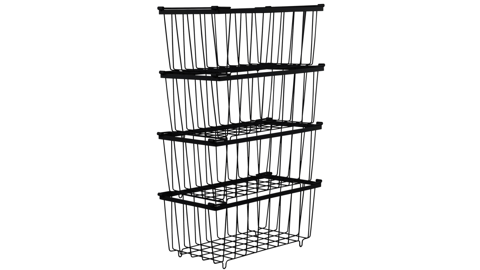 Pack of 4 Stackable Metal Freezer Organiser Bins with Handle - Black