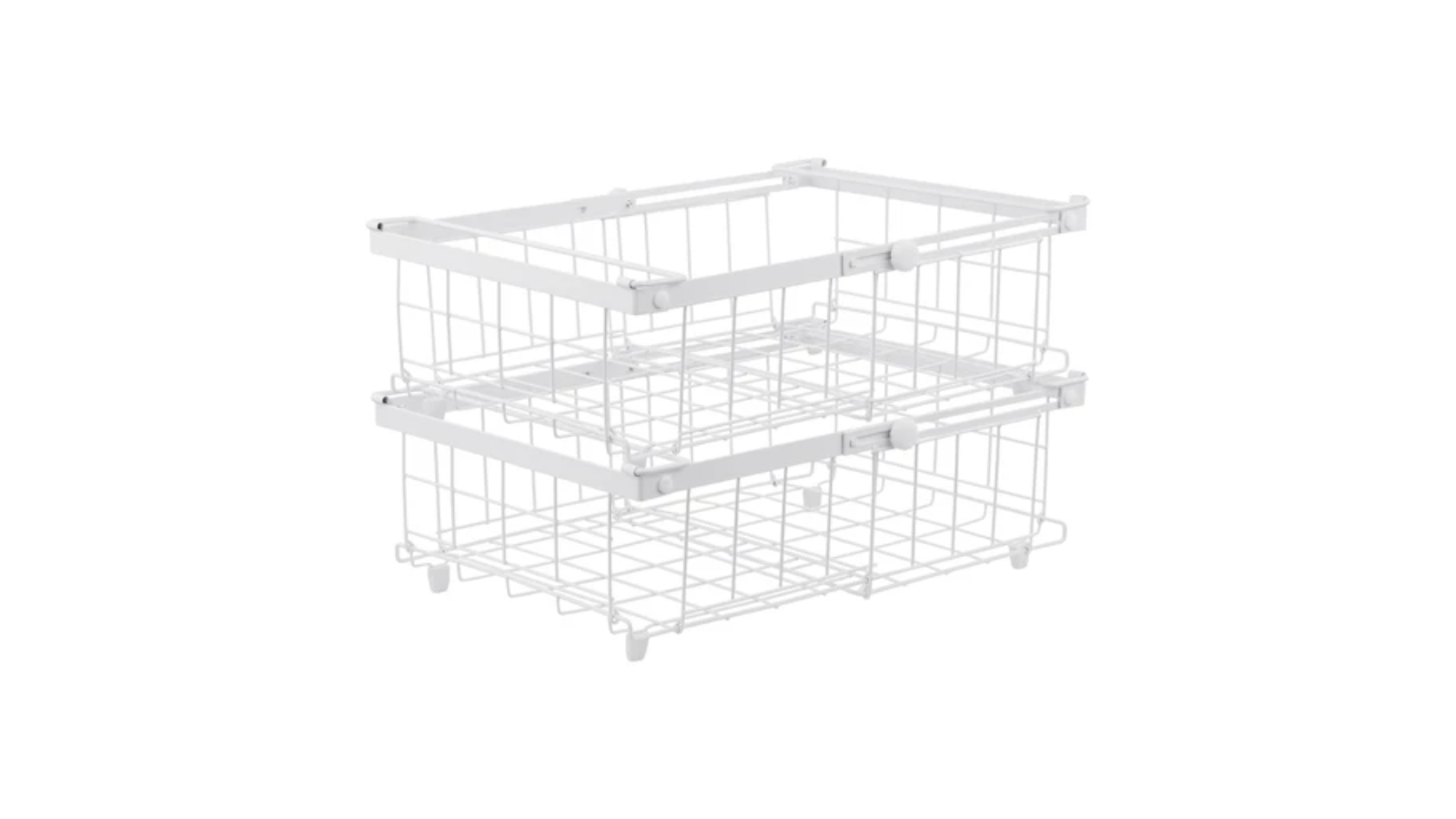 Pack of 2 Metal Expandable Freezer Organizer Basket with Handle - White