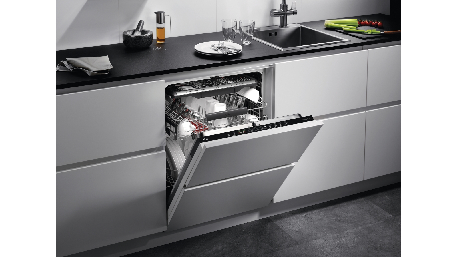 AEG 600mm Fully Integrated Dishwasher with ComfortRails Harvey Norman