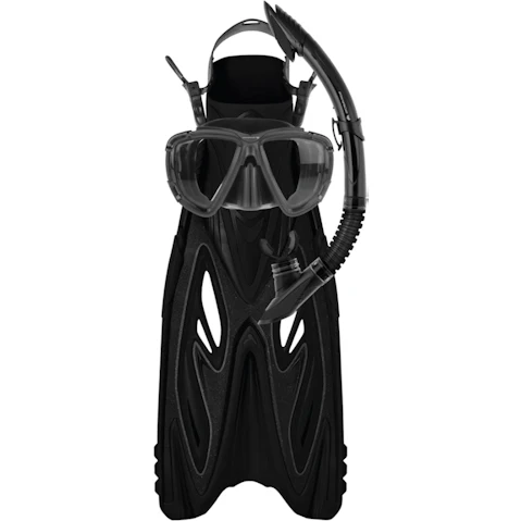 Mirage Black Rayzor Gold Mask/Snorkel/Fin Set - Large/X-Large