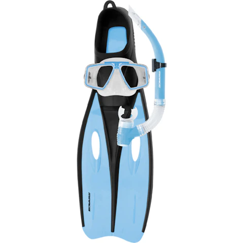 Mirage 3 Piece Medium Adult Challenger Mask/Snorkel/Flipper Set - Sky Blue