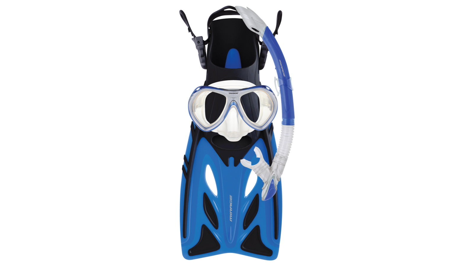 Mirage Blue Junior Silicone Goggle Mask/Snorkel and Fin Set - Large/X-Large