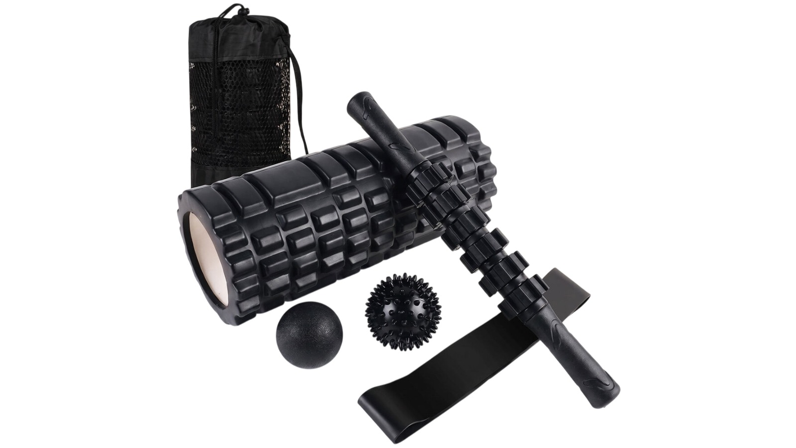 Proflex 6 Piece Foam Roller Massage with Carry Bag - Black