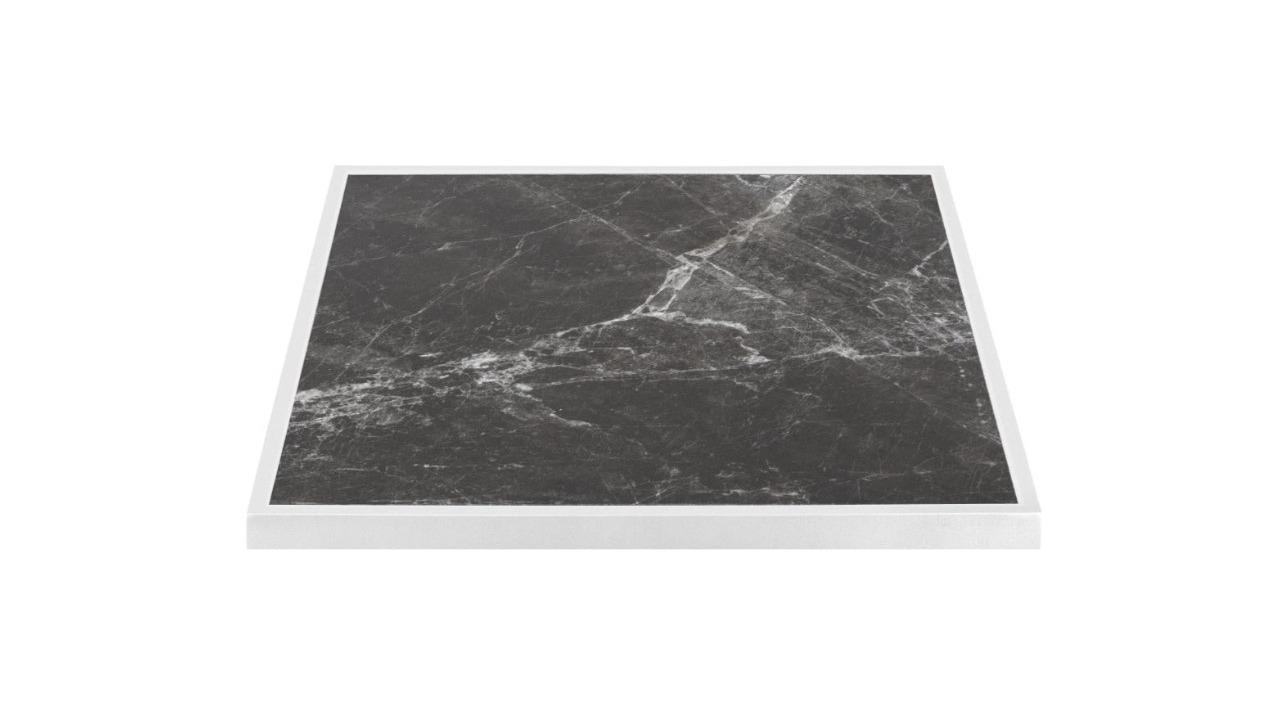 Bolero 70cm Dark Granite Tempered Glass Tabletop - White