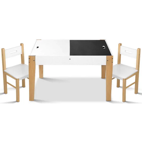 Keezi Kids Chalkboard Desk Set - White and Natural