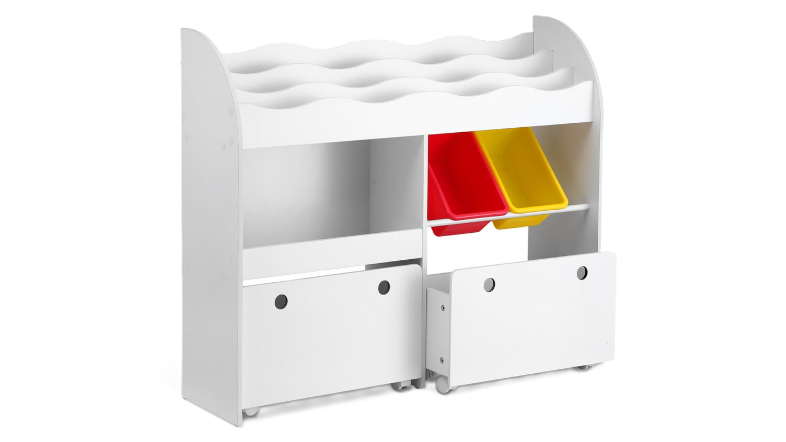 Keezi Kids 3-Tiers Bookshelf Storage Toy Organiser - White
