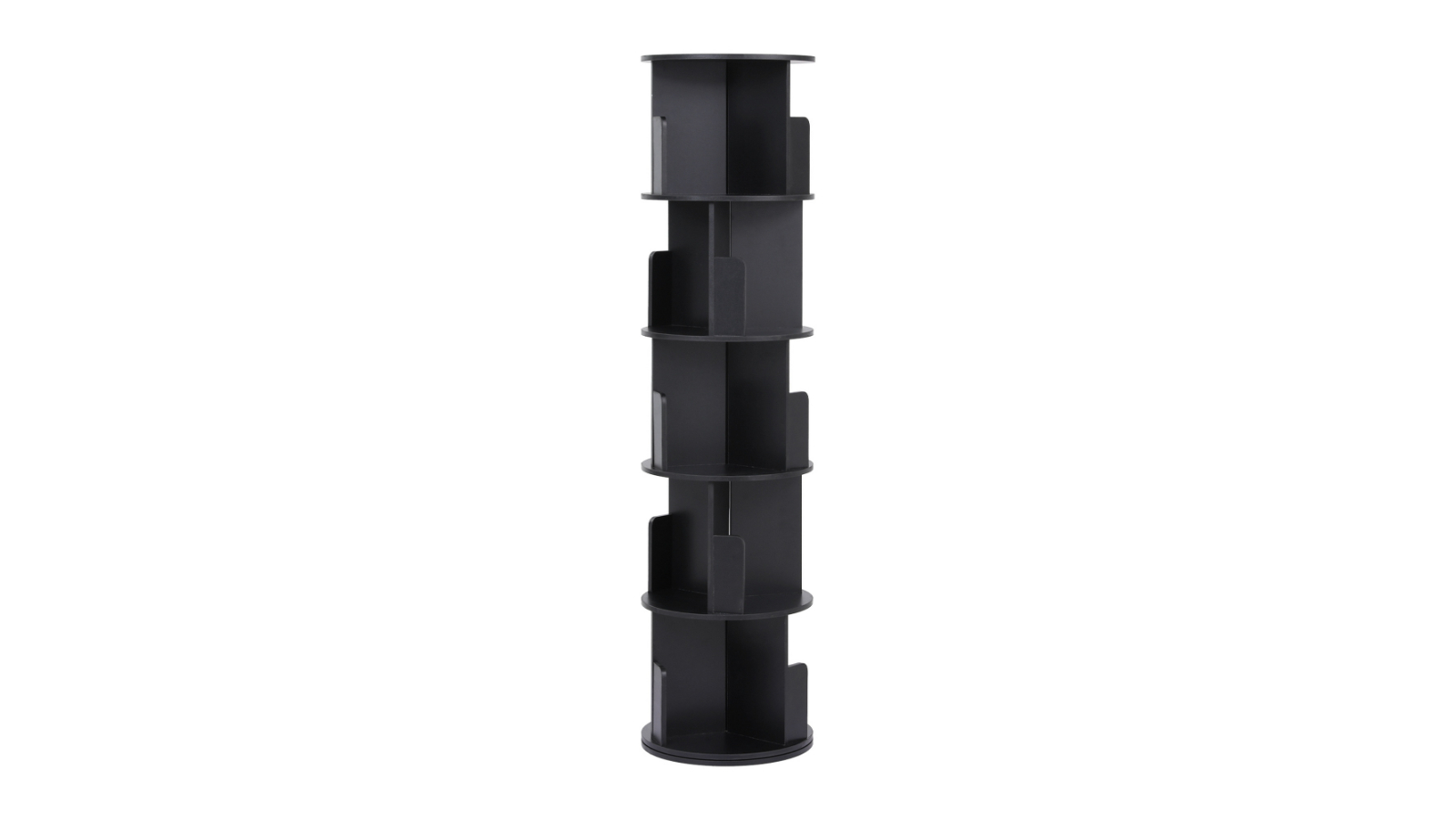 Artiss 5-Tier Swivel Bookshelf Round Display Stand - Black