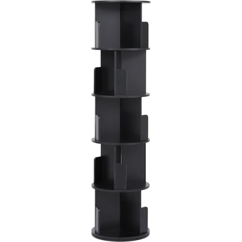 Artiss 5-Tier Swivel Bookshelf Round Display Stand - Black