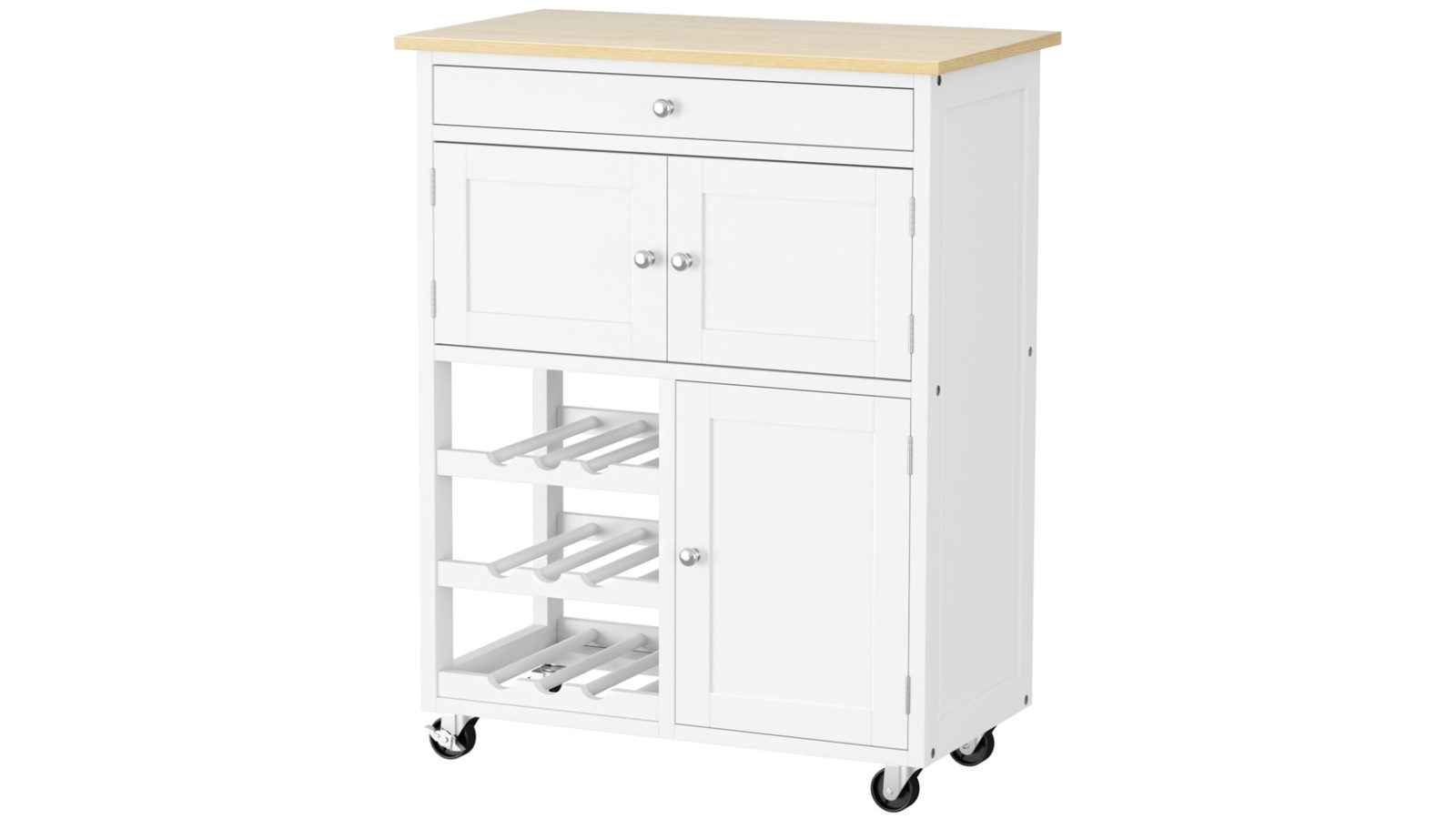 Artiss Kitchen Island Trolley Rolling Serving Cart Storage Cart Drawer Cupboard - White