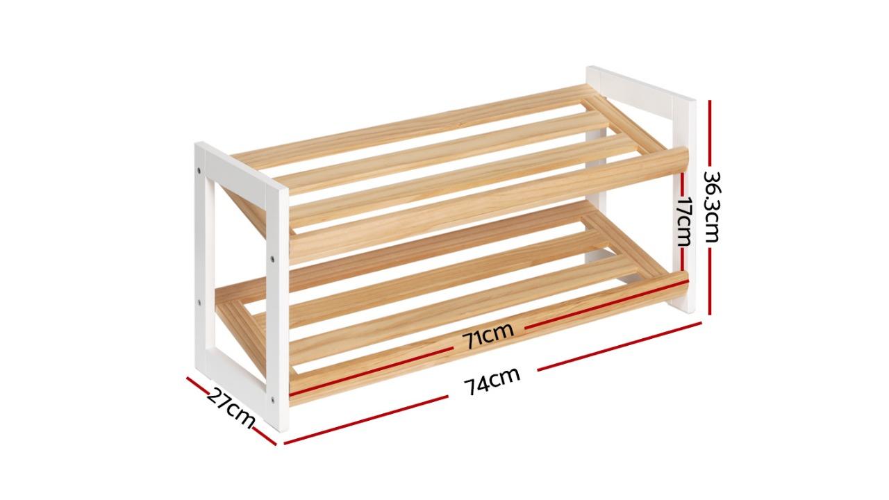 Artiss 2-Tier Wooden Tilted Kara Shoe Rack | Harvey Norman