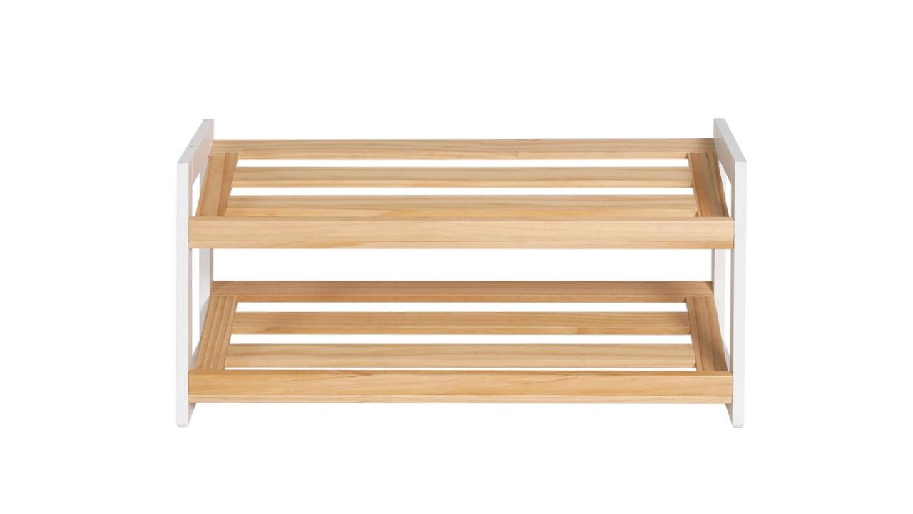Artiss 2-Tier Wooden Tilted Kara Shoe Rack | Harvey Norman