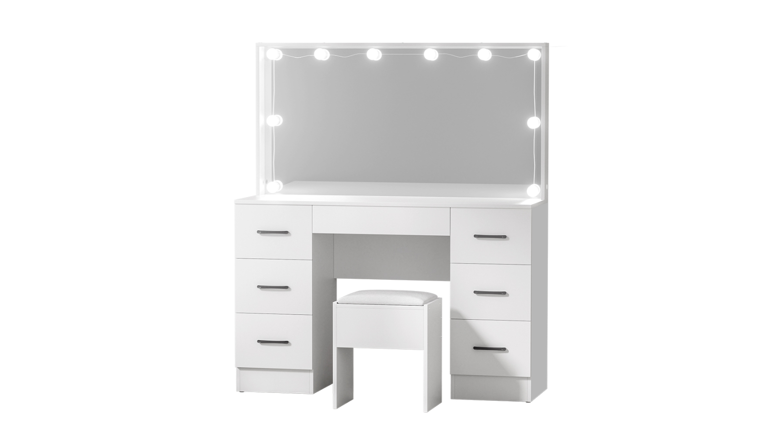 Artiss Debbie 10 LED Dressing Table Set with Stool - White