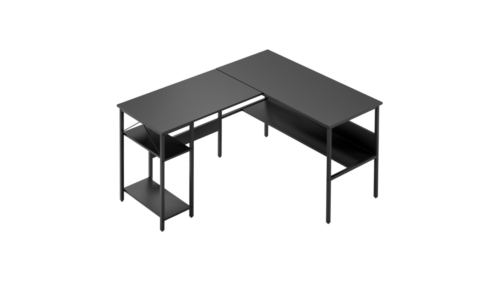 Artiss 128 x 108 x 74cm L-Shaped Computer Desk with Open Shelf - Black