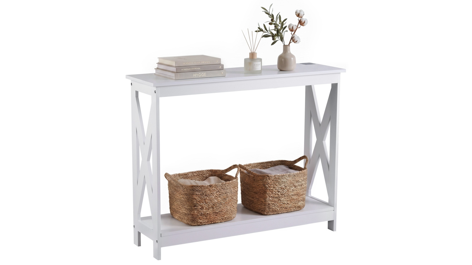 Artiss 100cm Console Table 2-Tier Entryway Hallway Display Sofa Table - White