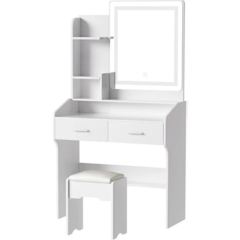 Artiss Doria LED Dressing Table Set with Stool - White