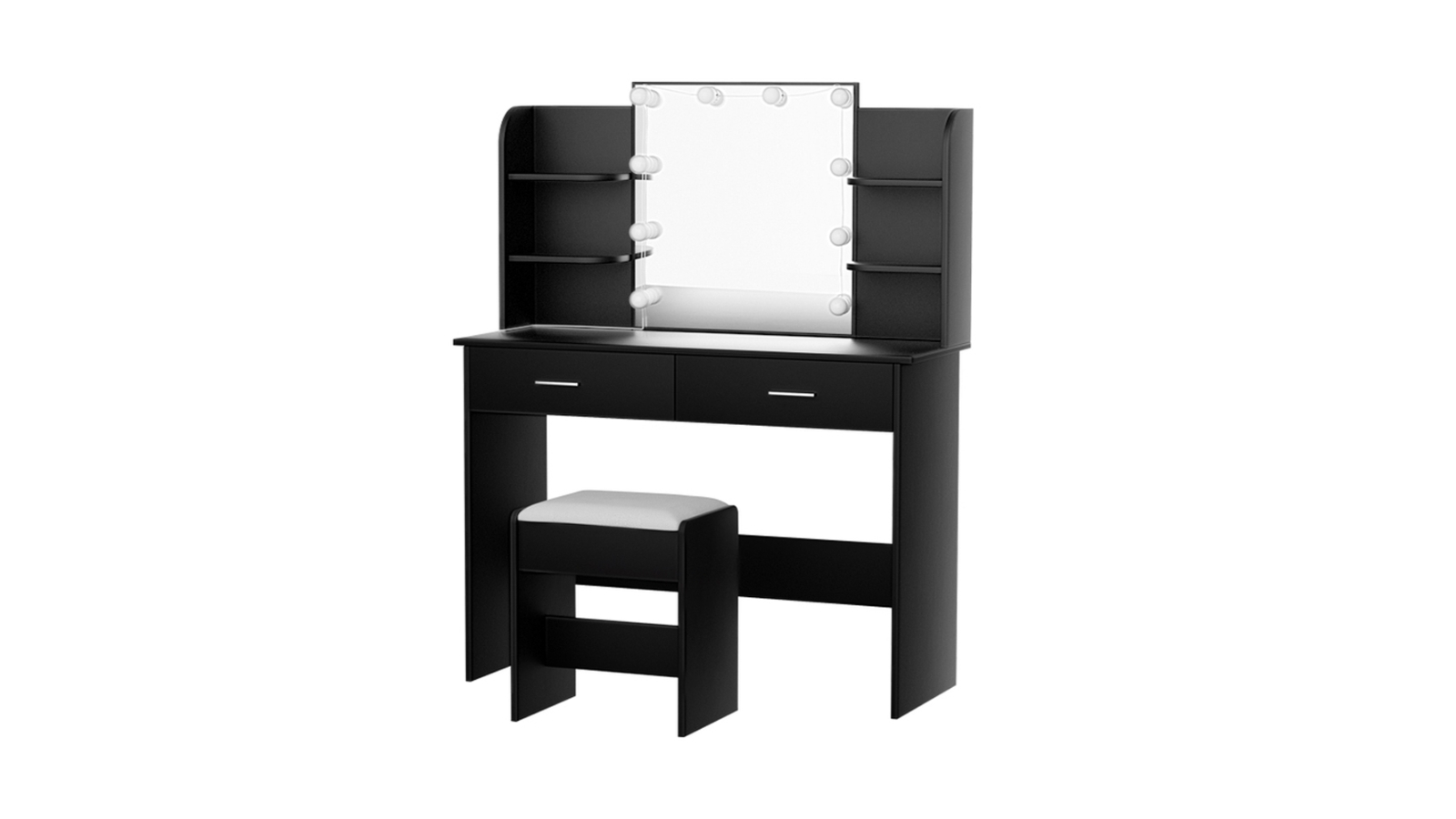 Artiss Dulcea 10 LED Dressing Table Set with Stool - Black