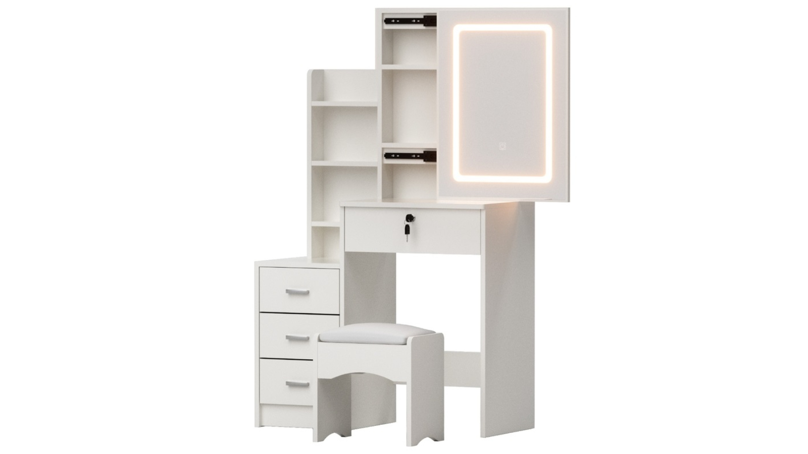 Artiss LED Vanity Dressing Table/Stool Set - White