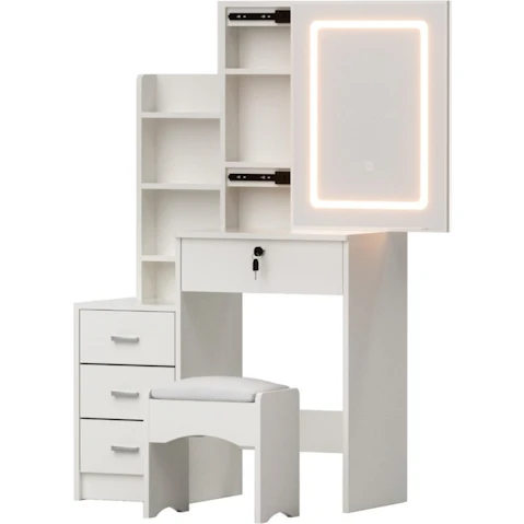 Artiss LED Vanity Dressing Table/Stool Set - White
