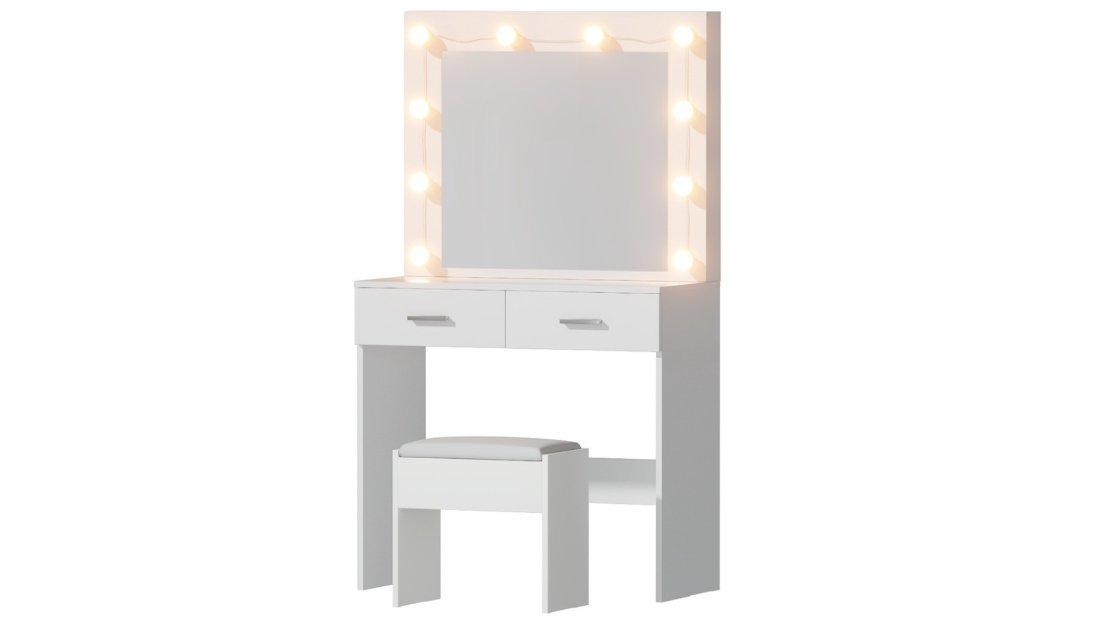 Artiss 10 LED Bulb Vanity Dressing Table/Stool Set - White