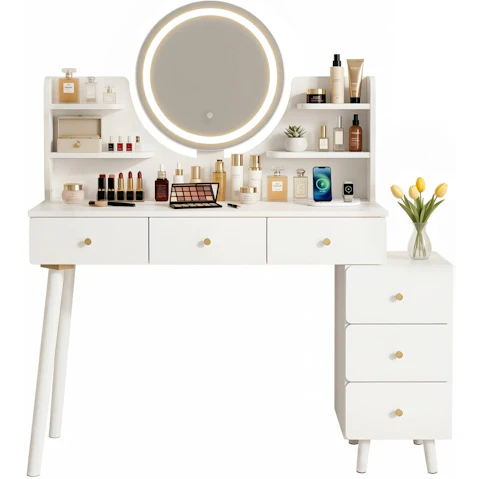 Artiss Dressing Table Vanity Desk LED Charging Station - White