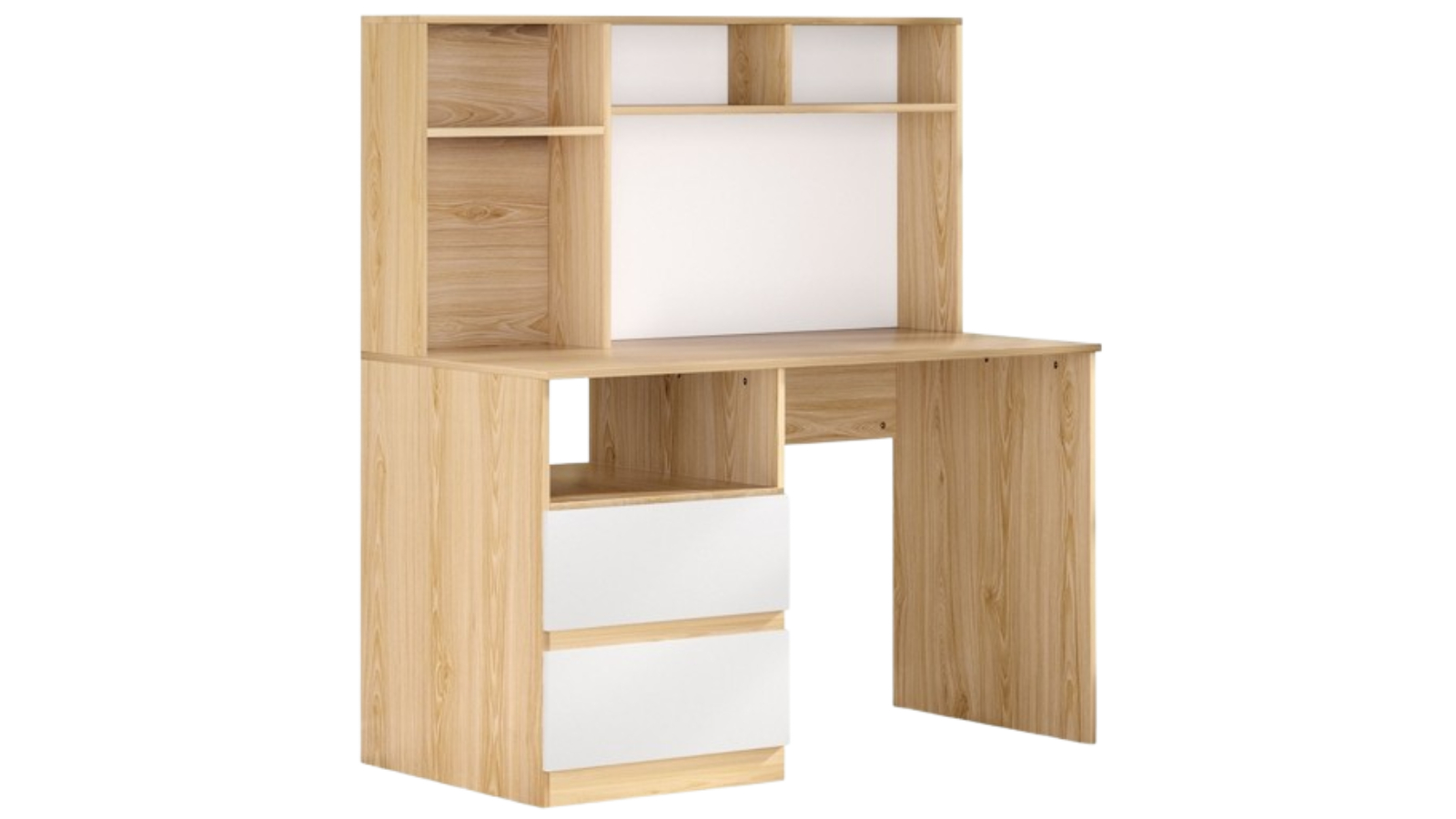 Artiss 120cm Computer Desk with Bookshelf Drawer - White & Oak