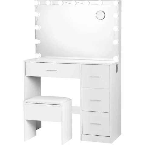 Artiss Darcy 15 LED Dressing Table Set with Stool - White