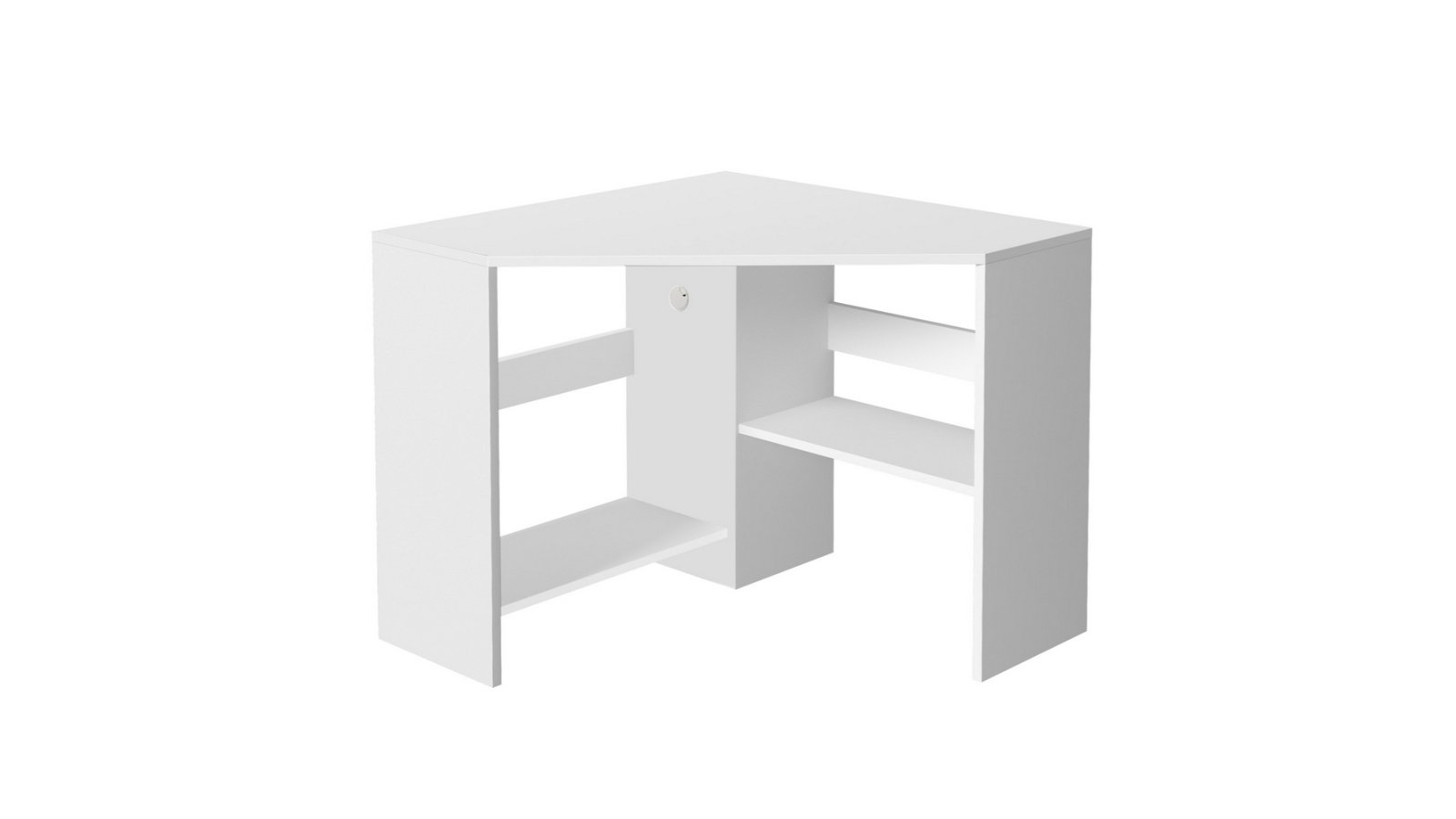 Artiss 85 x 85 x 74cm L-Shaped Corner Computer Desk with Shelves - White