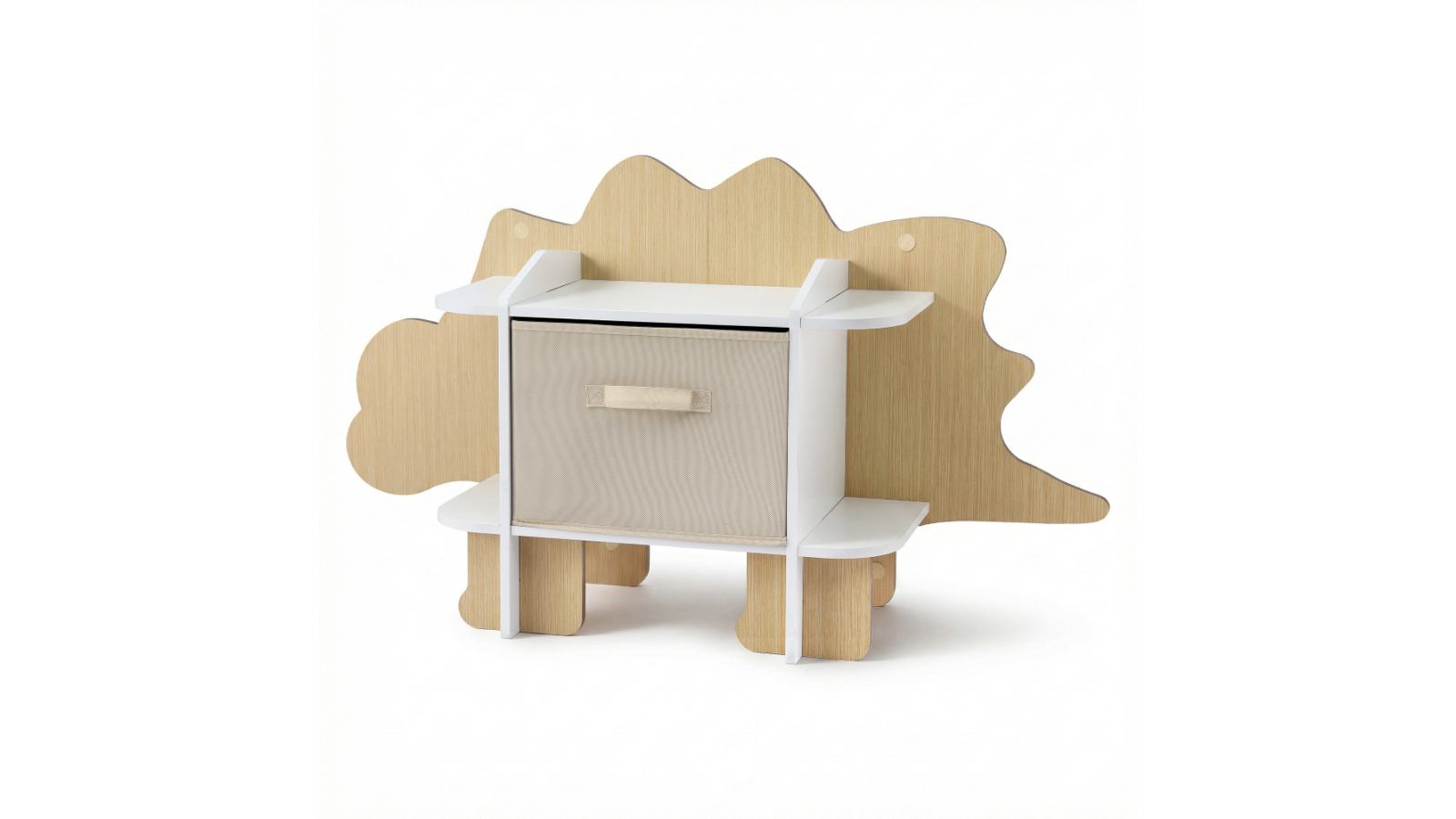 Keezi 2-Tier Dinosaur Kids Bookshelf Wooden with Fabric Drawer