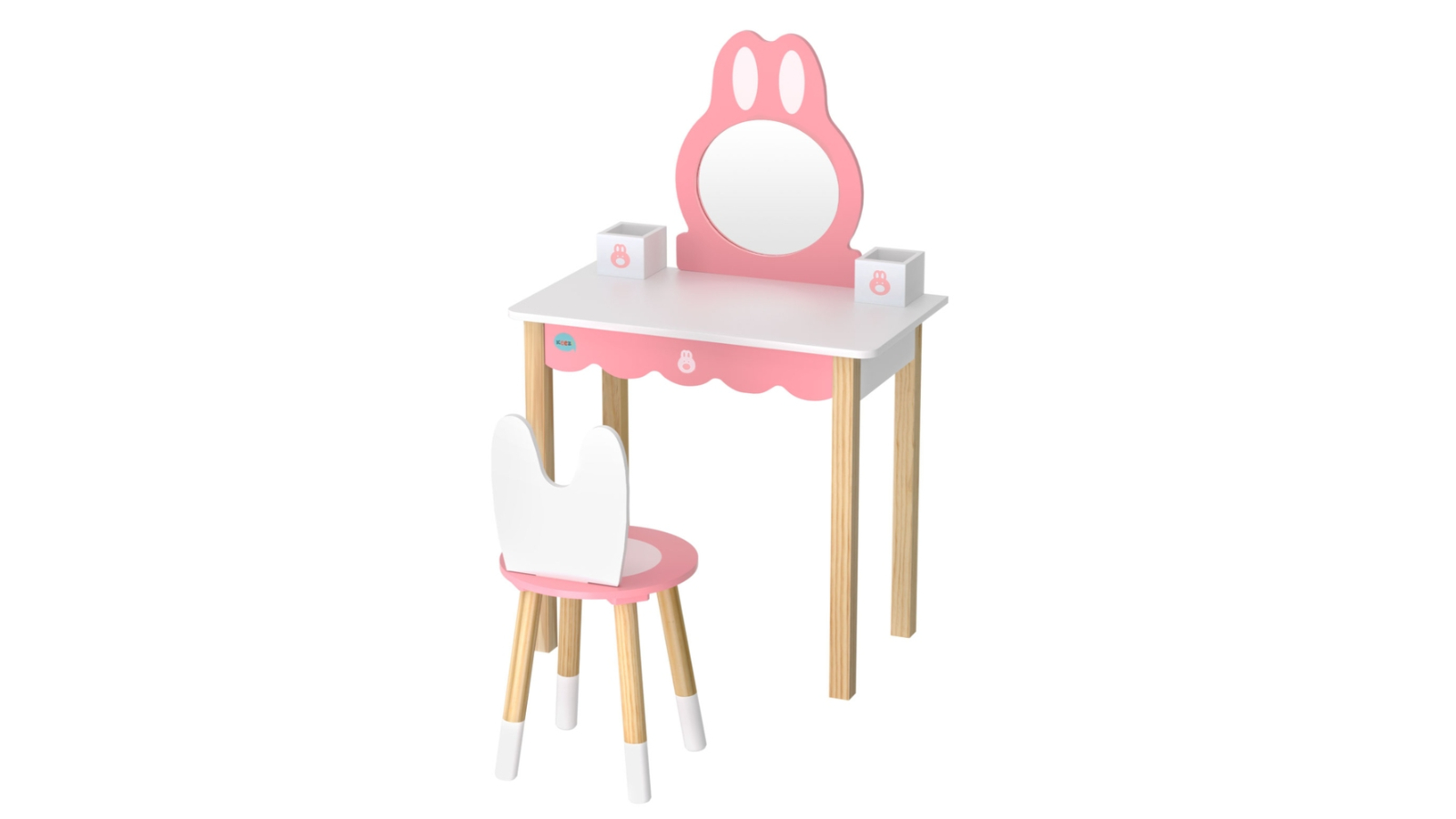 Keezi Kids Wooden Bunny Dressing Table Set - Pink