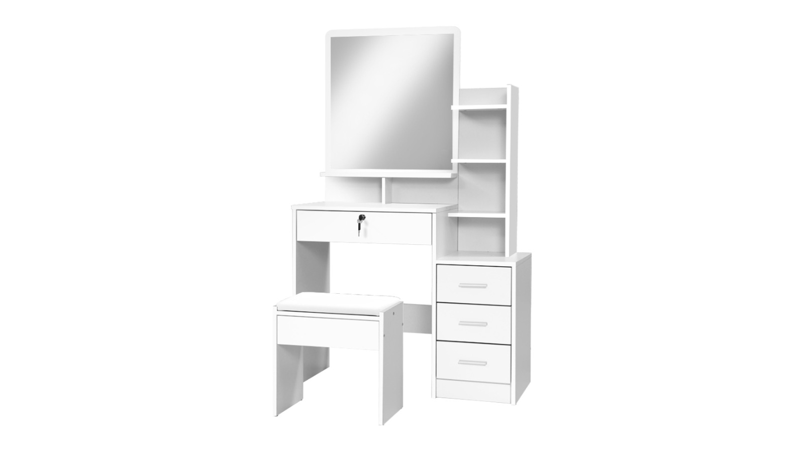 Artiss 4-Drawers Dressing Table Stool Set - White