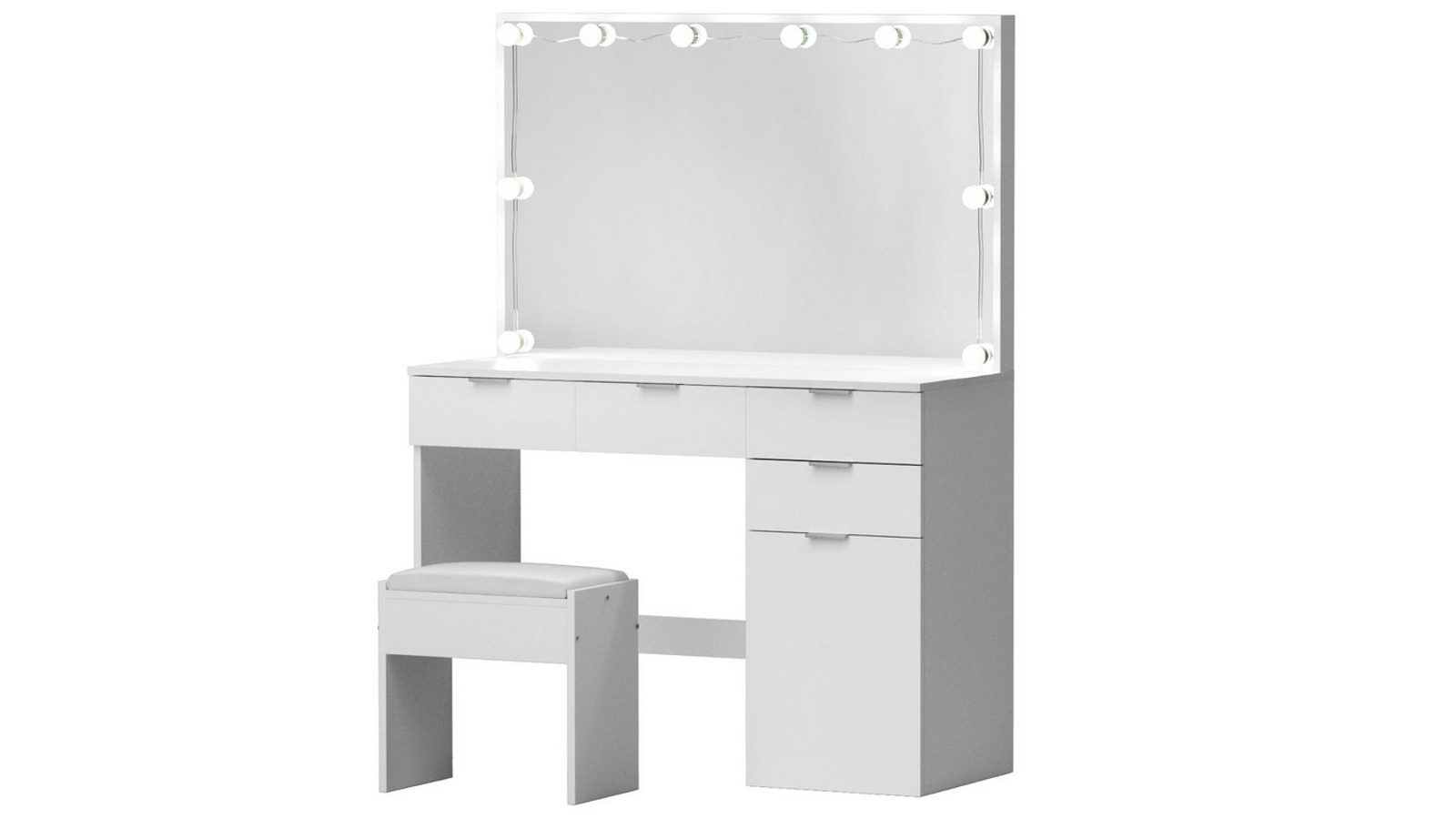 Artiss Dressing Table Set Stool with 10 Led Bulbs - White